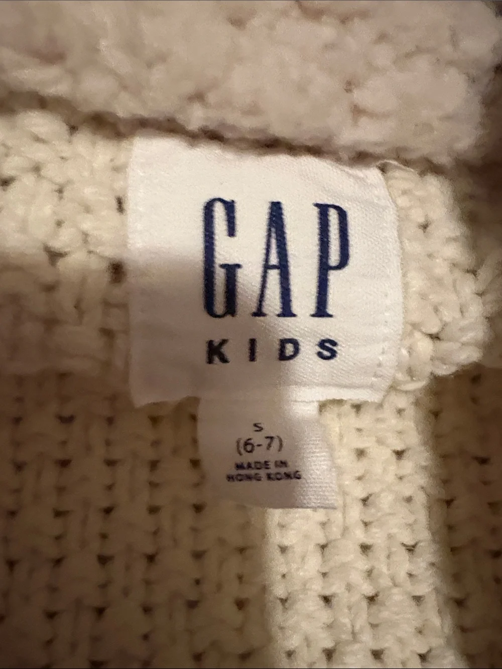 GAP Cream Cable Knit Button Mock-Neck Sweater